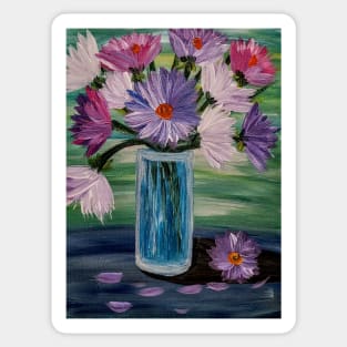 A beautiful bouquet flowers in a glass vase Sticker